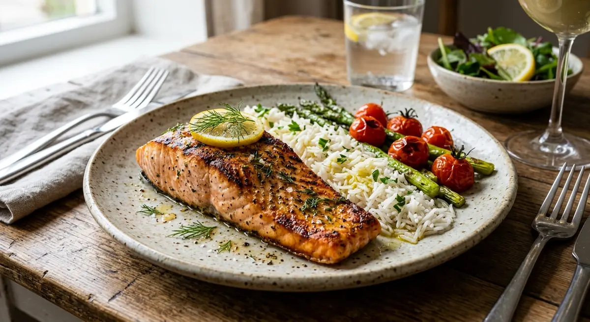 Grilled Salmon with rice
